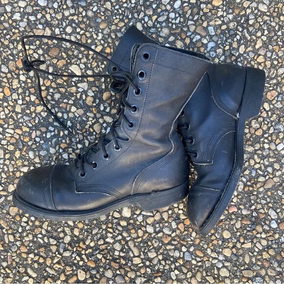 Vintage is military ANSI steel cap toe combat biker motorcycle boots 5 W - Picture 2 of 8